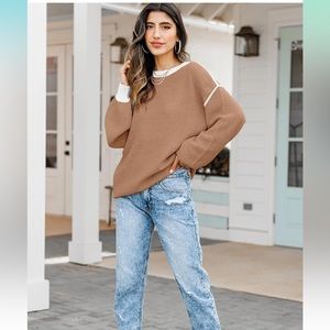 *NWT* Never worn camel and white sweater